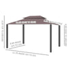 Outsunny 10' x 13' Patio Gazebo, Aluminum Frame Double Roof Outdoor Gazebo Canopy Shelter with Netting & Curtains, for Garden, Lawn, Backyard and Deck, Coffee