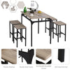HOMCOM 5 Piece Modern Dining Table and 4 Stools Industrial Dining Set with Footrest & Metal Legs, For Kitchen, Natural Wood