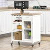 HOMCOM Rolling Kitchen Island Cart with Rubberwood Top and Storage, White