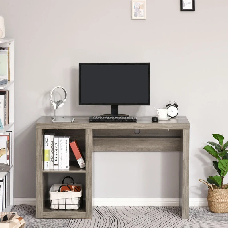 HOMCOM Rectangle Computer Desk with Thick Board and Display Shelves for Home Office Table Workstation - Natural Wood