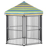 PawHut 60" x 52" Heavy-Duty Metal Dog Playpen, Outdoor Pet Cage Kennel, Puppy Exercise Fence Barrier with Weather-Resistant Polyester Roof, Locking Door, & Metal Frame