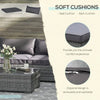 Outsunny 4-Piece Patio Furniture Sets Outdoor Wicker Conversation Set PE Rattan Sectional sofa set with Tempered Glass Coffee Table and Cushions for Backyard and Garden, Grey