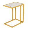 HOMCOM Modern Console C-Shape Side Table with Marble-Looking Tabletop, a Unique Modern Design, & Practicality - White