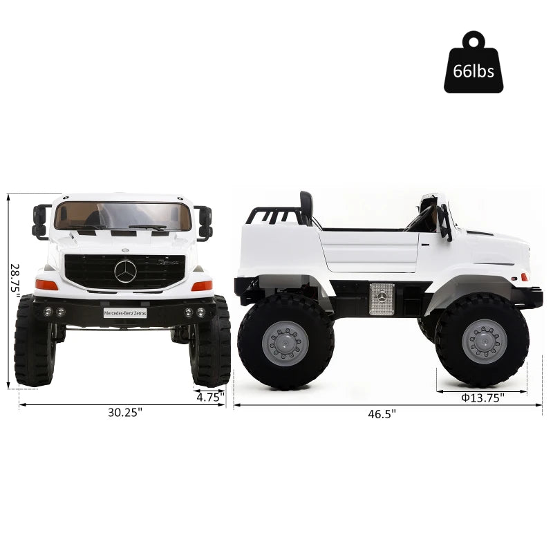 Open Box ShopEZ USA 12V Mercedes-Benz Zetros Kids Ride On Car Off Road Truck with Remote Control - White