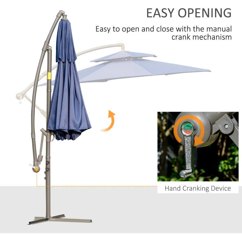 Outsunny 9' 2-Tier Cantilever Umbrella with Crank Handle, Cross