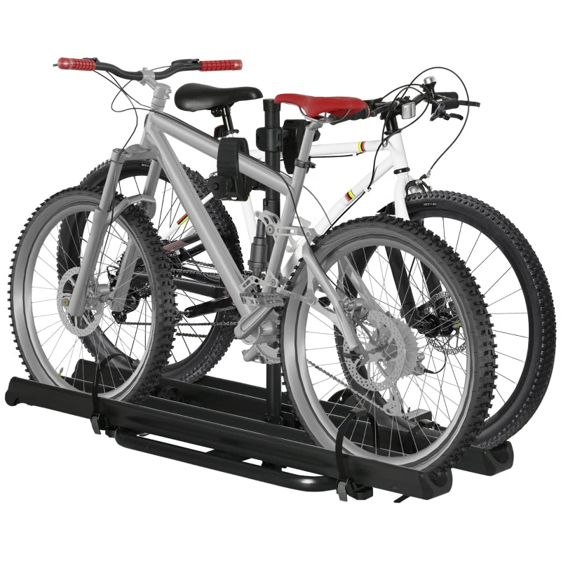 HOMCOM Heavy-Duty Folding Car Bike Rack for 2 Bikes, Bicycle Storage, Road, Fat Tire, & Mountain Rear Bike Accessories for SUV, Sedan, Hatchback, Minivan, Truck, Metal, 175 lb. Weight Capacity