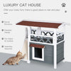 PawHut 2-Story Indoor / Outdoor Elevated Wooden Cat House Shelter with Balcony Roof