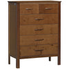 HOMCOM Tall Dresser for Bedroom, 5 Drawer Dresser, Chest of Drawers with Bamboo Frame, Brown