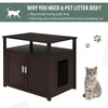 PawHut Inside Tabletop Side Table Cat Box Fixture w/ Magnetic Closing Door  Grey