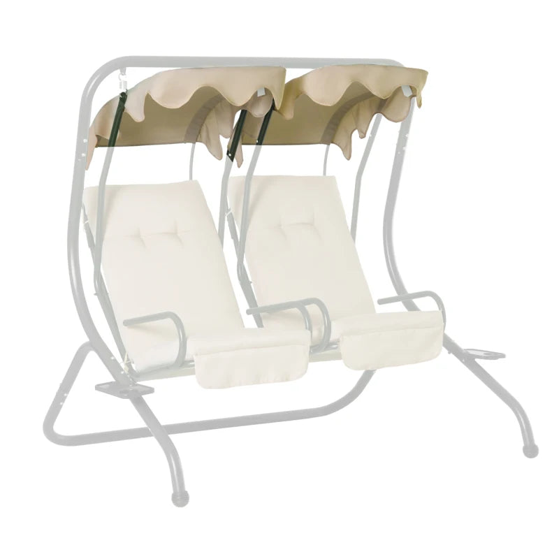 Outsunny 2-Seater Swing Canopy Replacement with Tubular Framework, Outdoor Swing Sunshade Top Cover (Canopy Only), Beige