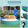 PawHut 12" x 55" Collapsible PVC Pet Foldable Swimming Pool Dog Bathing Tub - Green / Blue
