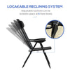 Outsunny Set of 2 Folding Patio Chairs, Camping Chairs with Adjustable Sling Back, Removable Headrest, Armrest for Garden, Backyard, Lawn, Black