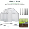 Outsunny 8' x 6' Aluminum Outdoor Greenhouse, Polycarbonate Walk-in Garden Greenhouse Kit with Adjustable Roof Vent, Rain Gutter and Sliding Door for Winter, Silver
