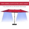 Outsunny Patio Umbrella 15ft Double-Sided Outdoor Market Extra Large Umbrella with Crank Handle for Deck, Lawn, Backyard and Pool, Tan