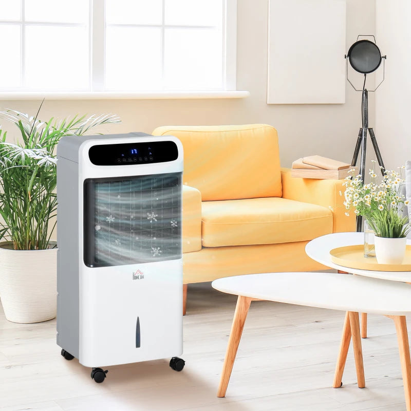 HOMCOM 42" Portable Evaporative Air Cooler, 3-In-1 Ice Cooling Fan Humidifier Air Conditioner with Remote, Timer, Oscillating, LED Display, and 1.6 Gal Water Tank, White
