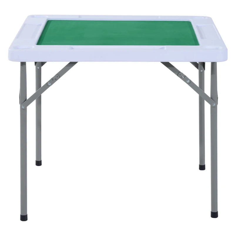 HOMCOM 35" 4-Player Folding Indoor / Outdoor Versatile Card Mahjong Table with 4 Cup Holders