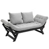 HOMCOM Single Person 3 Position Convertible Chaise Lounger Sofa Bed with 2 Large Pillows and Oak Frame, Light Grey