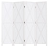 HOMCOM 4 Panel Folding Room Divider, 5.5ft Tall Freestanding Paulownia Wood Wall Divider Panels for Indoor Bedroom Office, Walnut