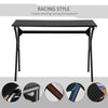 HOMCOM 43" Racing Style Gaming Desk with Multi-Colored K Steel Frame Design and Headset Side Hook, Black/Multi