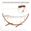 Outsunny Outdoor Hammock with Stand, Extra Large Heavy Duty Wooden Frame, No Tree Needed, 12.8' Indoor Outside Boho Style Nap Bed, Natural Cotton, Rainbow