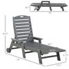 Outdoor Chaise Lounge Chair, Waterproof Pool Furniture with Reclining Adjustable Backrest & Wheels for Beach, Tanning, Poolside, Patio, Light Gray