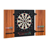 Soozier Electronic Dartboard Cabinet Set with 27 Main Games, 202 Variations, 12 Darts for Multi-Game Option Ready-to-Play, Light Brown
