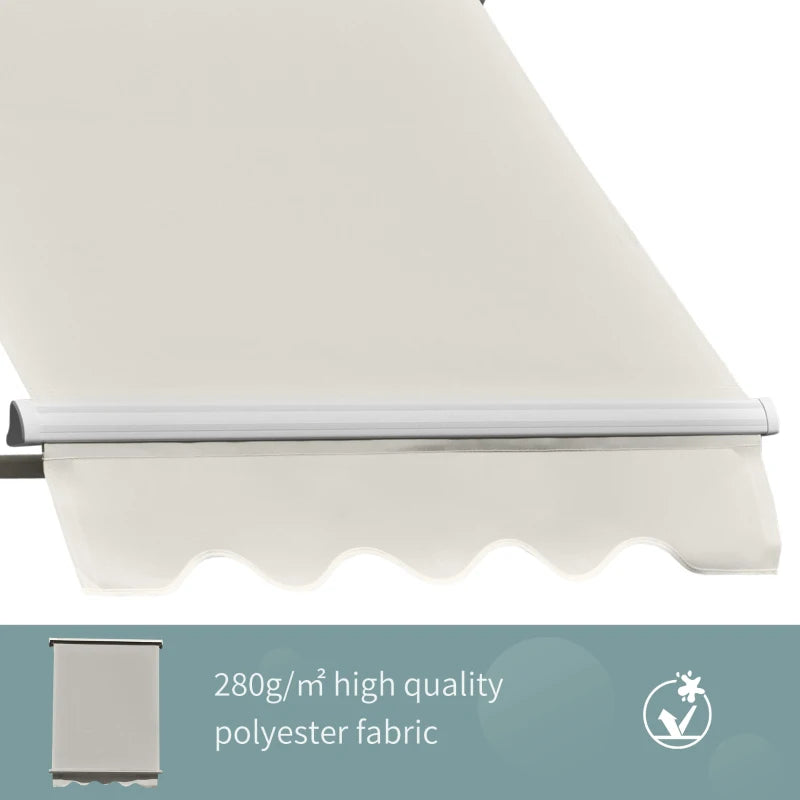 Outsunny 4' Patio Drop Arm Manual Retractable Sun Shade Window Awning - Cream