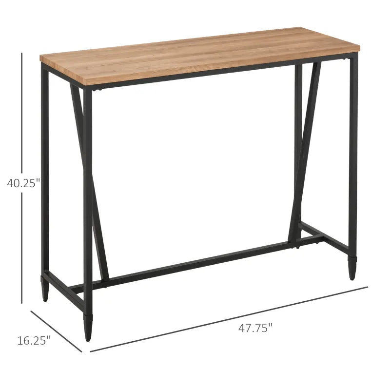 HOMCOM Industrial Bar Table with Steel Frame, Counter Height Table Pub Table for Kitchen Dining Room Cafe, Brown/Black