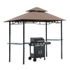 Outsunny Outside Porch BBQ Cooking Pergola Canopy w/ 6 Hooks for Utensils & Double Venting Roof