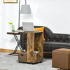 HOMCOM C-Shaped Sofa Side Table Mobile End Table with Storage and Wheels for Living Room, Bedroom, Office, Rustic Brown
