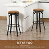 HOMCOM Bar Stools Set of 2, Vintage Barstools with Footrest, Microfiber Cloth Bar Chairs 29 Inch Seat Height with Powder-coated Steel Legs for Kitchen and Dining Room, Brown