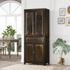 HOMCOM 72.5" Pinewood Large Kitchen Pantry Storage Cabinet, Freestanding Cabinets with Doors and Shelves, Dining Room