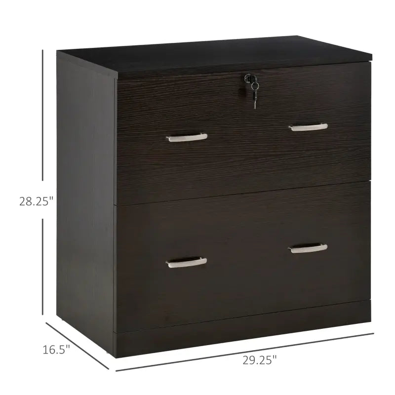 Vinsetto 2-Drawer File Cabinet with Lock and Keys, Vertical Storage Filing Cabinet with Hanging Bar for A4 Size, Home Office, Walnut