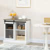 HOMCOM Farmhouse Buffet Cabinet Kitchen Sideboard with Sliding Barn Door and Adjustable Shelves for Living Room White