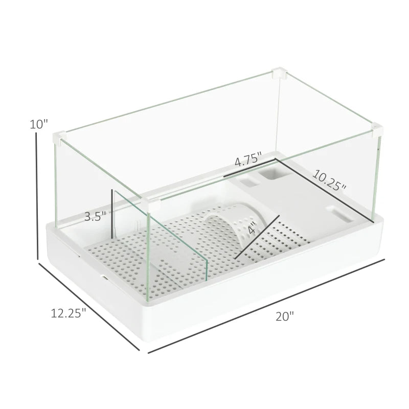PawHut Glass Turtle Tank, Turtle Aquarium with Basking Platform and Filter Layer Design, Full View Visually Reptile Habitat, Easy to Clean and Change Water, Multi Functional Area
