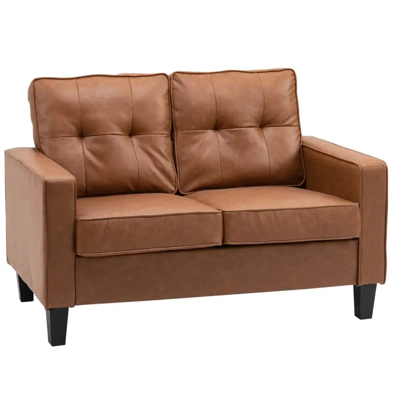 HOMCOM 2-Seat Loveseat Sofa Linen-Touch Fabric Upholstered Tufted Couch Rubberwood Legs