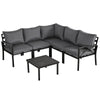 Outsunny 6PC Patio Furniture Set L-Shape Corner Sectional Sofa Set w/ Coffee Table Grey