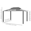 Outsunny 10' x 12' Hardtop Gazebo Canopy with Galvanized Steel Double Roof, Skylight Window, Aluminum Frame, Outdoor Permanent Pavilion with Netting, for Patio, Garden, Backyard, Yellow