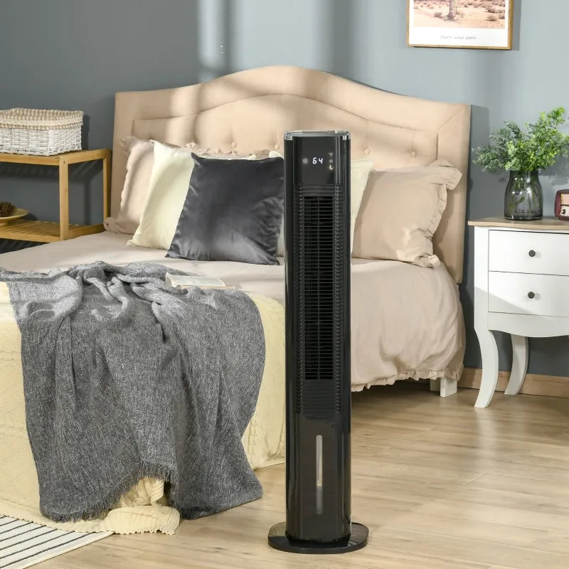 HOMCOM 42'' Evaporative Air Cooler, Ice Cooling Fan with 3 Speeds, 4 Modes, 12 Hour Timer, LED Display and Remote Control for Bedroom, Office or Living Room, Black