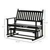 Outsunny Wooden Outdoor Glider Bench for Two People, Patio Loveseat Swing Rocking Chair with Armrest, Slatted Seat and Backrest, Black