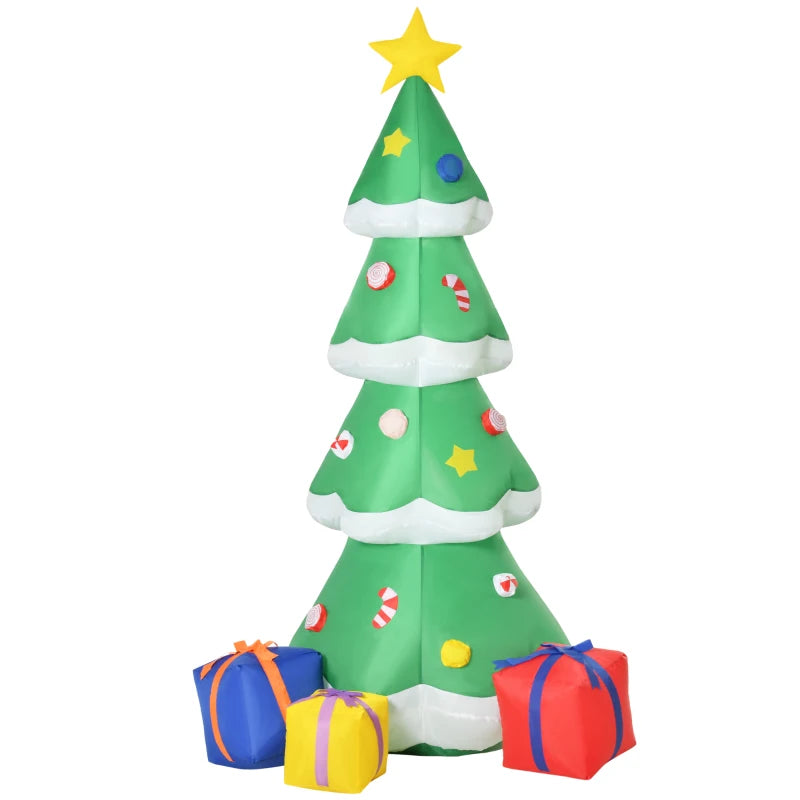 HOMCOM 6' Inflatable Air Blower LED Light Up Christmas Tree Decoration w/ Xmas Presents