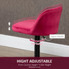 HOMCOM Adjustable Bar Stools, Set of 2, Velvet Counter Height Barstool, Upholstered Kitchen Stool with Swivel Seat, Steel Frame, Footrest, ‎Red