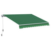 Outsunny 12' x 10' Retractable Awning Patio Awnings Sun Shade Shelter with Manual Crank Handle, 280g/m² UV & Water-Resistant Fabric and Aluminum Frame for Deck, Balcony, Yard, Green and White