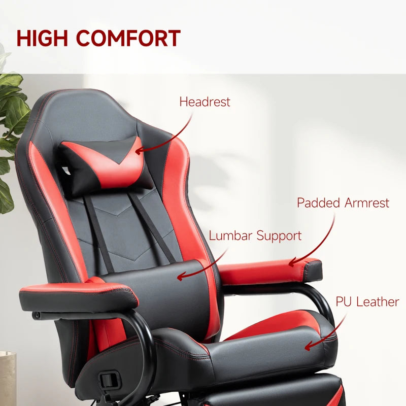 HOMCOM Manual Recliner Armchair PU Leather Lounge Chair w/ Adjustable Leg Rest, 135° Reclining Function, 360° Swivel, Cup Holder and, Storage Pocket