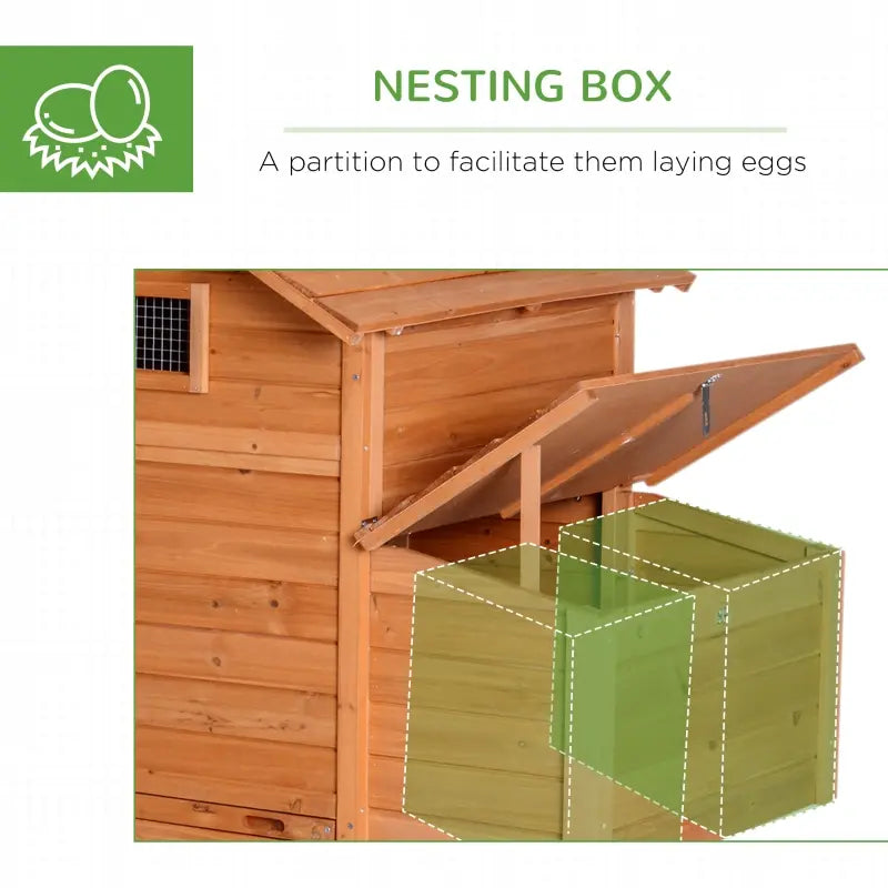 PawHut 83" Wooden Chicken Coop Tractor Hen House Portable Poultry Cage for Outdoor Backyard with Wheels, Nest Box, Removable Tray