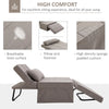 HOMCOM 4-In-1 Design Convertible Sofa Tea Table Lounge Chair Single Bed with 5-Level Adjustable Backrest, Footstool and Metal Frame for Living Room Bedroom, Light Brown