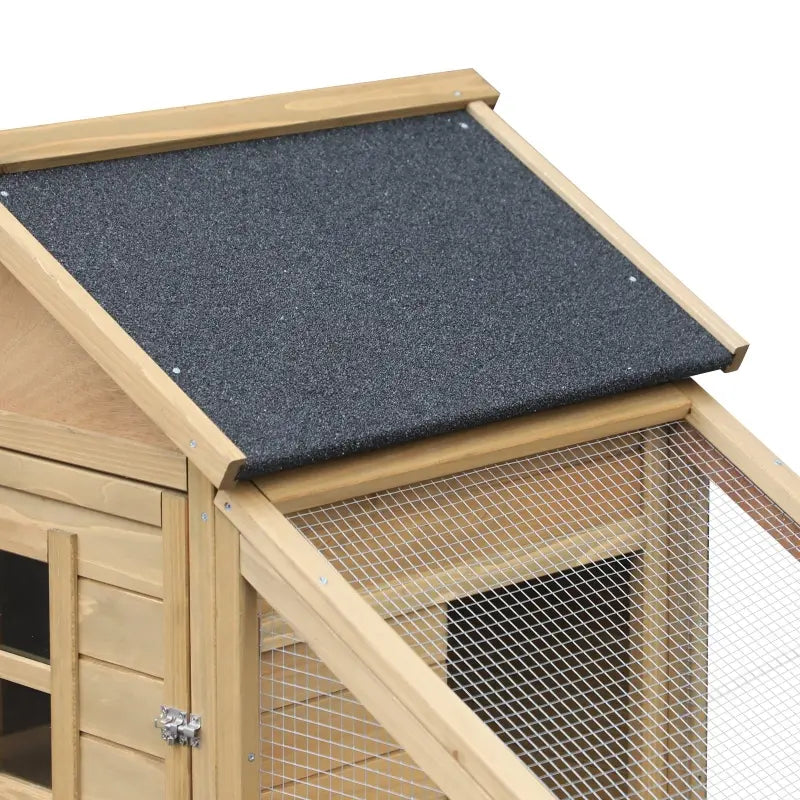 PawHut 69" Wooden Chicken Coop, Poultry Cage Hen House with Connecting Ramp, Removable Tray, Ventilated Window and Nesting Box, Natural