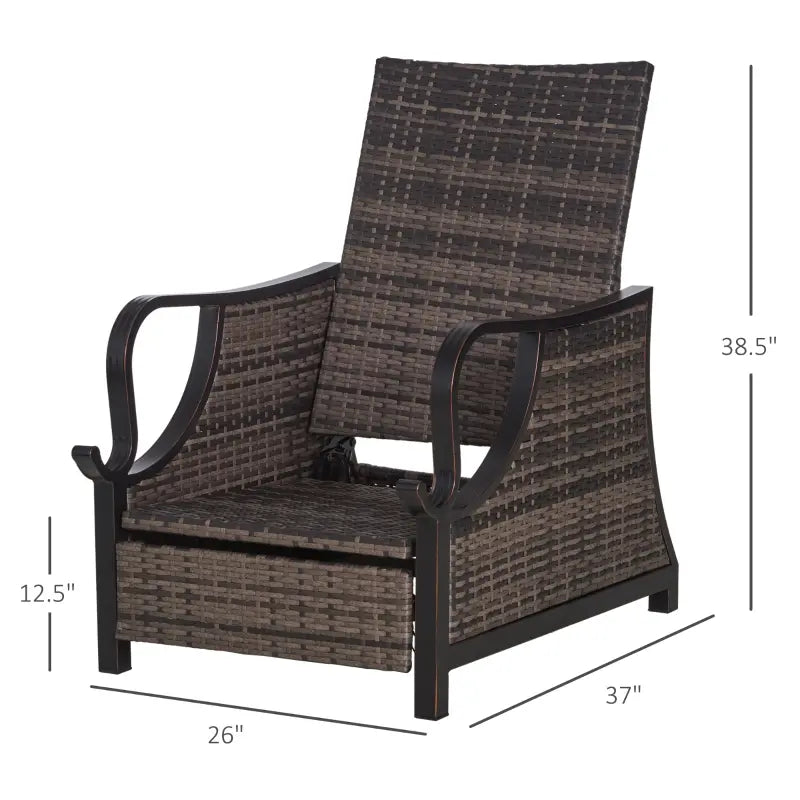 Outsunny Outdoor Patio Recliner with All Hand-Woven Wicker, Adjustable Lounge Chair w/ Cushions, Rust-Resistant Metal Frame for Backyard, Garden, Patio, Red