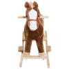 Qaba Kids Plush Toy Rocking Horse Ride on with Realistic Sounds - Brown
