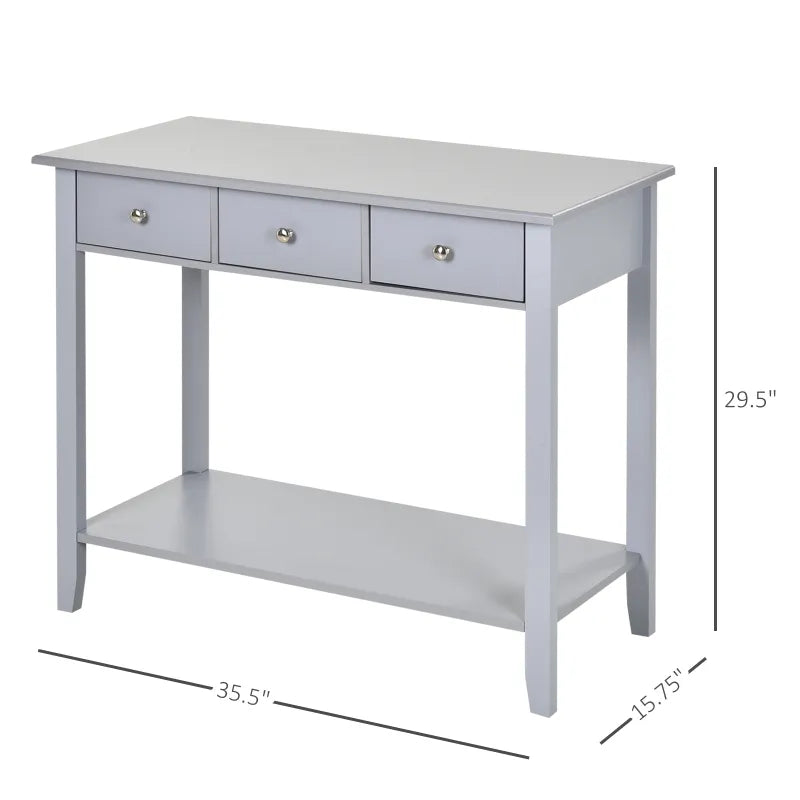 HOMCOM Industrial Console Desk Table W/ Drawer Bottom Shelf Living Room Entryway White